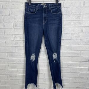 L'agence High Line Skinny Jeans Womens Size 27 Distressed Dark Wash Raw Hem